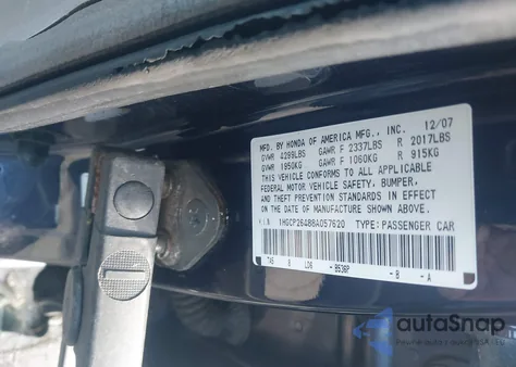 2008 Honda Accord 2.4 Lx-P z USA, uszkodzony, nr VIN 1HGCP26488A057620